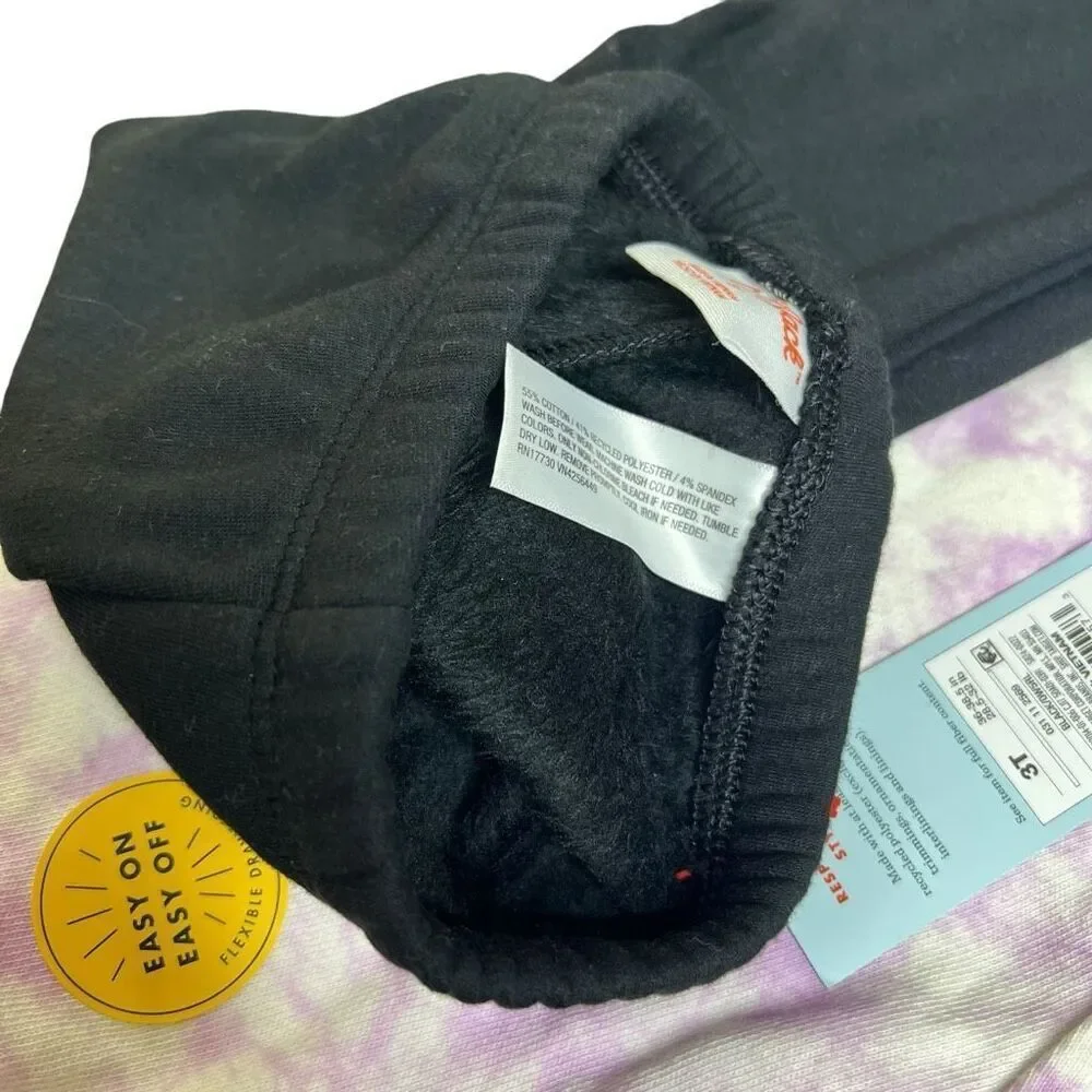 NEW Cat & Jack Toddler Girls Pant Bundle – Tie Dye Joggers + Black Leggings 3T